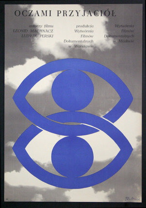 a poster with a blue logo