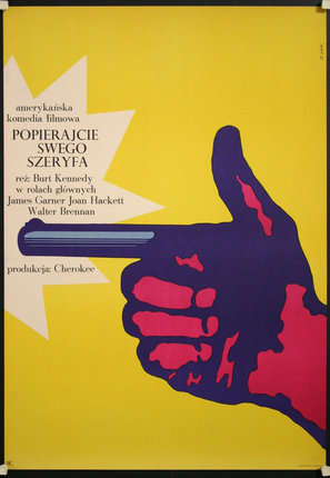 a poster of a hand pointing a gun
