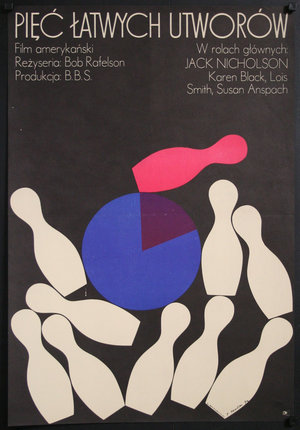 a poster of bowling pins and a pie chart