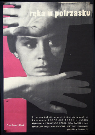 a poster with a woman's face and hands