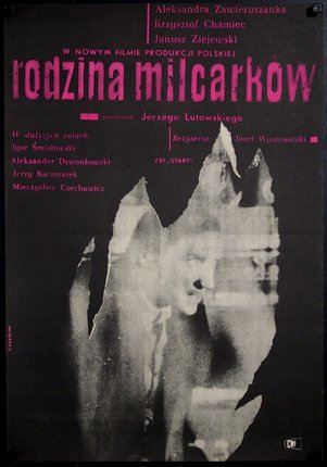 a poster with a black and white image