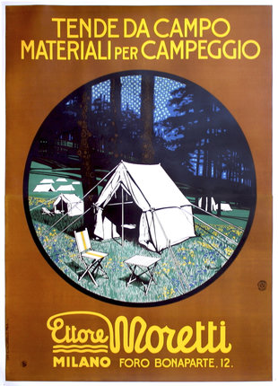 a poster of a tent and chairs