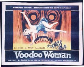a poster of a woman falling on a monster