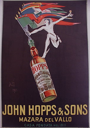 a poster of a man holding a bottle