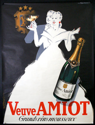 a poster of two women holding a glass of champagne