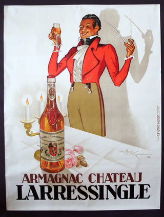 a poster of a man holding a glass of wine