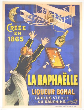 a poster of a man reaching for a plane