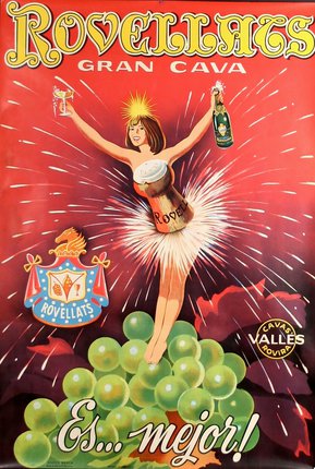 a poster of a woman with a bottle of champagne