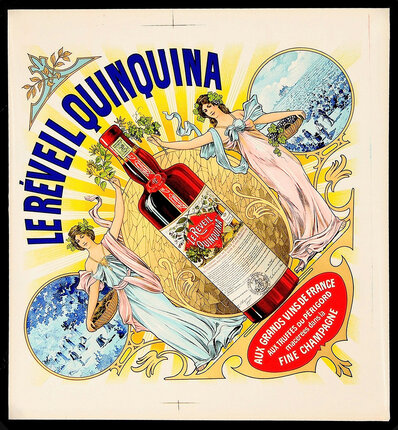 a poster of a bottle of wine