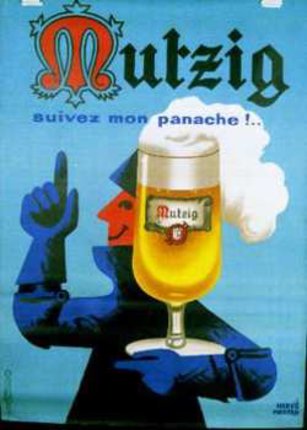 a poster with a glass of beer