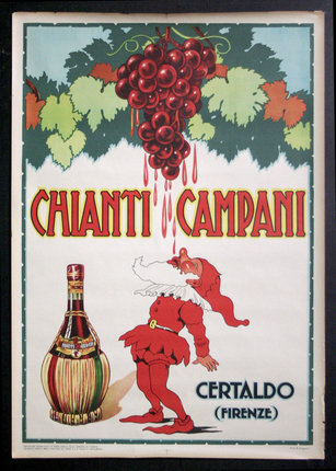a poster of a wine bottle and a man