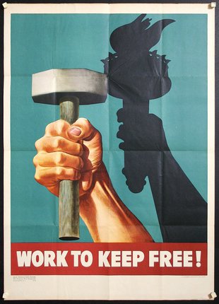 a poster of a hand holding a hammer