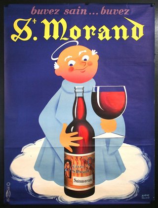 a poster of a man holding a glass of wine