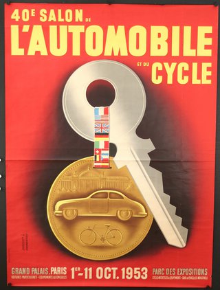 a poster with a key and a coin