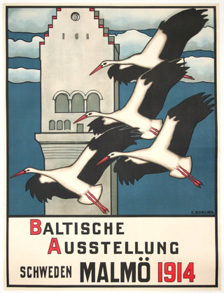 a poster of birds flying in the sky