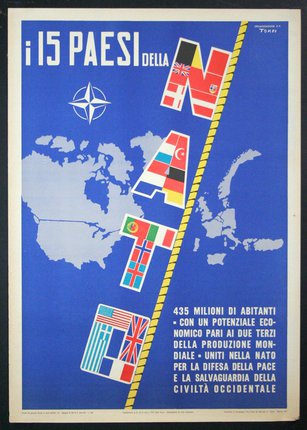 a poster with flags on it