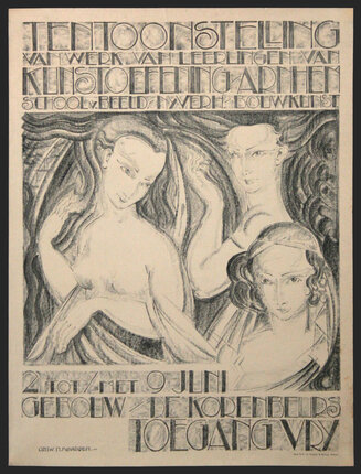 a poster with a drawing of a group of women