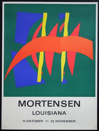 a poster with colorful shapes and text