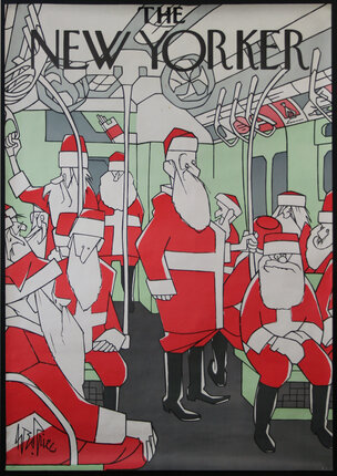 a poster of santa claus on a train