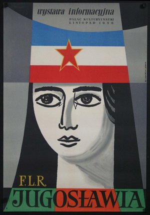 a poster of a woman with a red white and blue hat