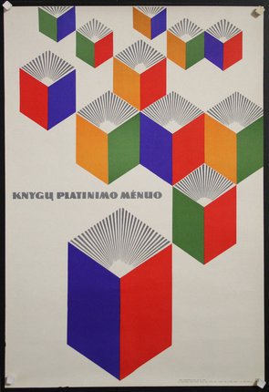 a poster with colorful cubes