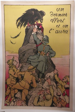 a poster of a soldier climbing a rock