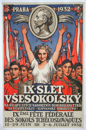 a poster with a woman raising her hands