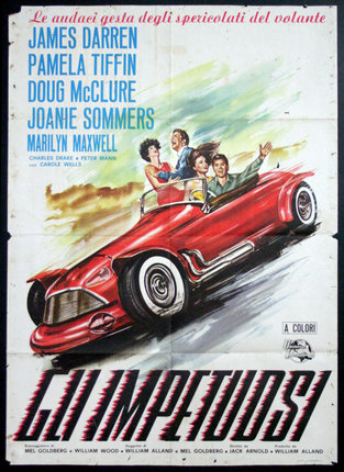 a movie poster with people in a red car
