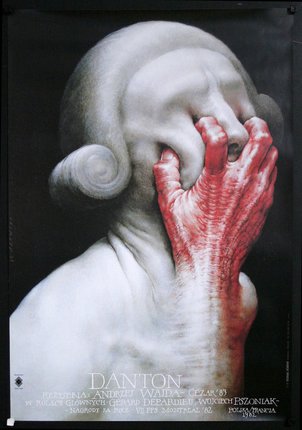 a painting of a statue with hands covering face