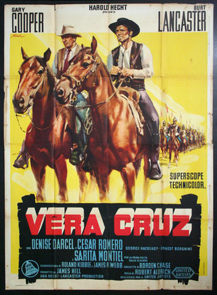 a movie poster with a couple of men riding horses