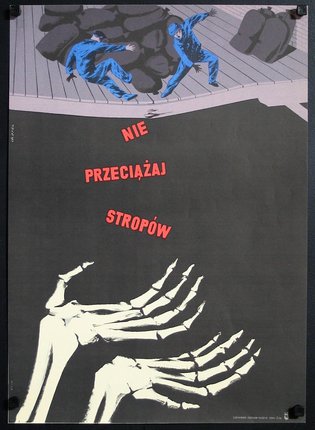 a poster of a man falling from a man's hand