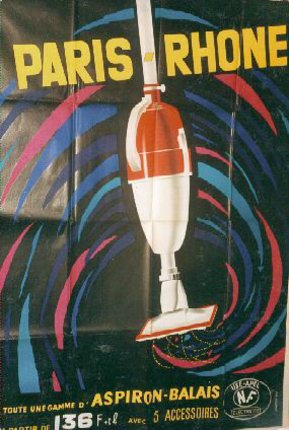 a poster with a vacuum cleaner