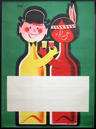 a poster of two men holding glasses