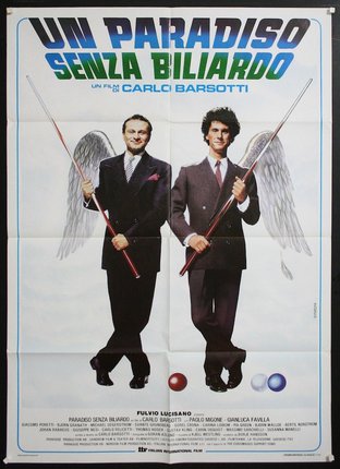 a poster of two men holding sticks
