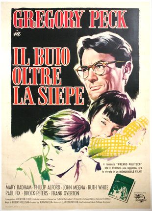 a poster of a man and two children