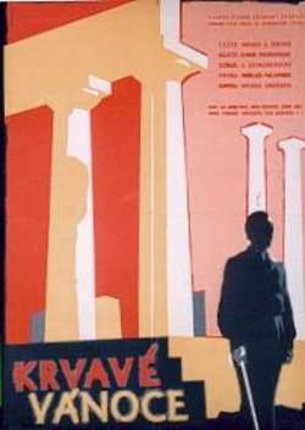 a man walking in front of a poster