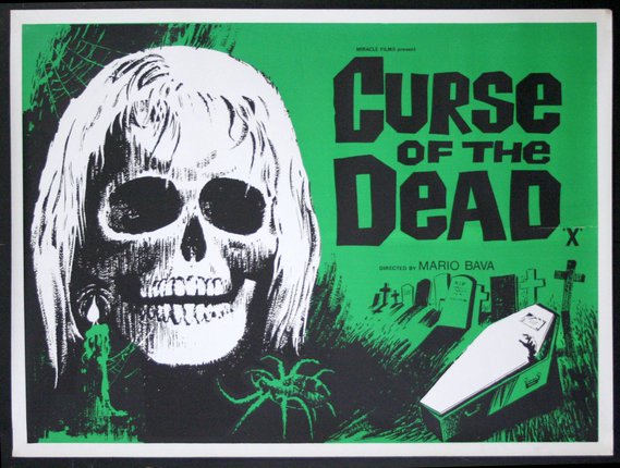 a poster with a skull and a coffin