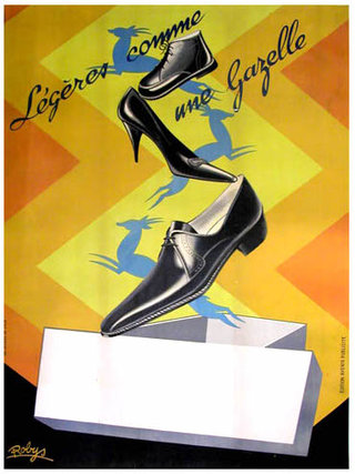 a poster of shoes and a box