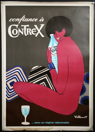 a poster of a woman holding a bottle