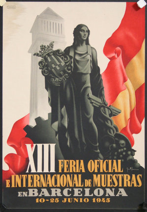 a poster of a woman holding a sword and a flag