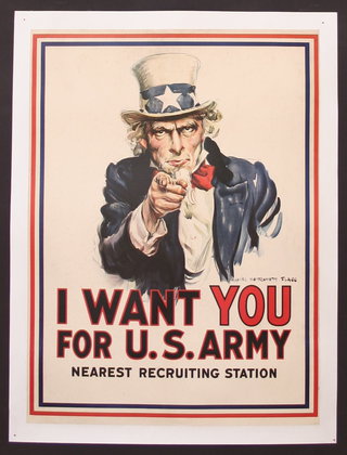 a poster of a man pointing at the camera
