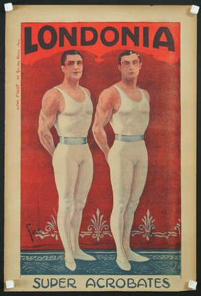 a poster of two men in white leotards