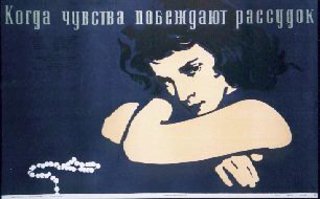a poster with a woman hugging her arm