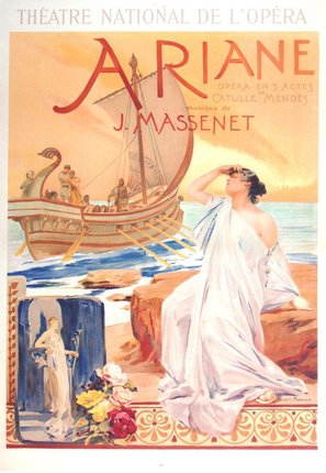 a poster of a woman on a rock