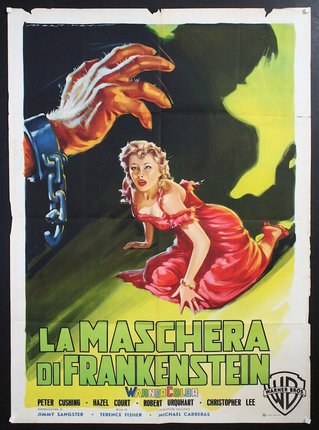 a movie poster of a woman running away from a hand