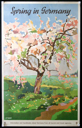 a painting of a tree in a field