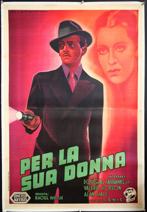 a poster of a man holding a flashlight