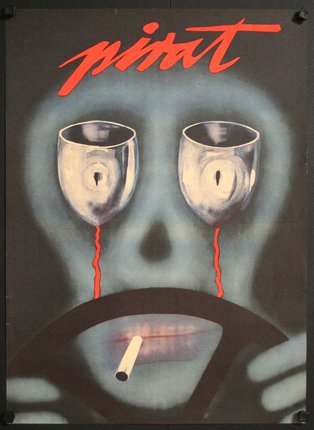 a poster with a skull and glasses on it