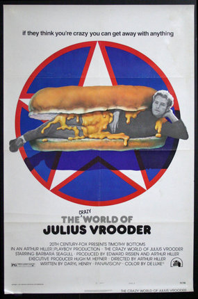 a poster of a man lying in a hot dog