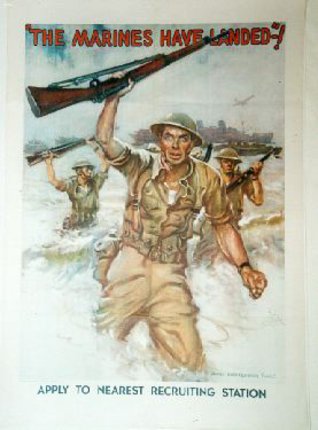 a poster of soldiers carrying guns